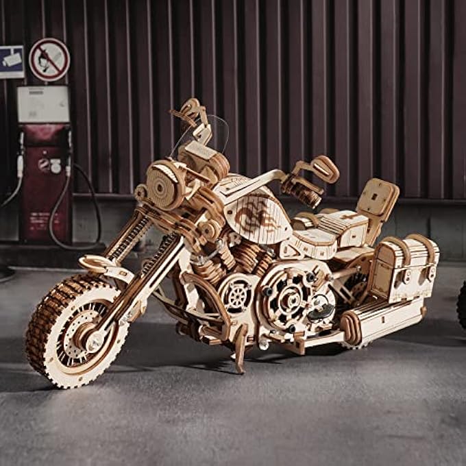 3D PUZZLE WOODEN CONSTRUCTION KIT MECHANICAL GEAR MODEL CRUISER MOTORCYCLE FOR CHILDREN ADULTS CRUISER MOTORCYCLE - Image 3